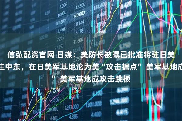信弘配资官网 日媒：美防长被曝已批准将驻日美军部队派往中东，在日美军基地沦为美“攻击据点” 美军基地成攻击跳板