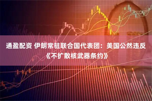 通盈配资 伊朗常驻联合国代表团：美国公然违反《不扩散核武器条约》