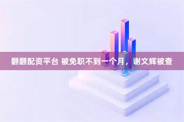 翻翻配资平台 被免职不到一个月,谢文辉被查